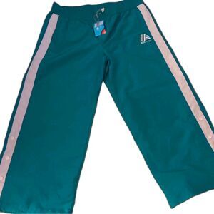 NWT ALDI Gear Men's L Green Track Pants Side Stripe Snap Hem Drawstring